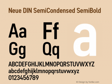 Neue DIN SemiCondensed SemiBold Version 1.00图片样张