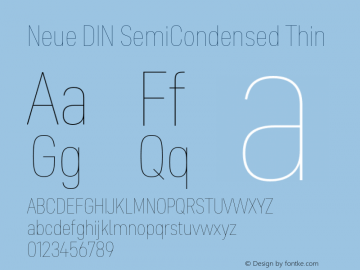 Neue DIN SemiCondensed Thin Version 1.00图片样张
