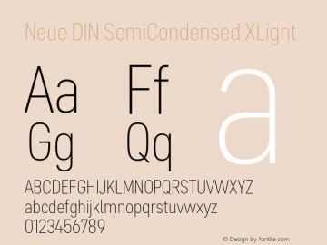 Neue DIN SemiCondensed XLight Version 1.00图片样张
