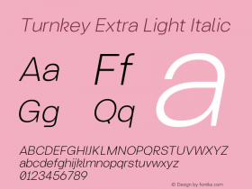 Turnkey Extra Light Italic Version 1.000;FEAKit 1.0图片样张