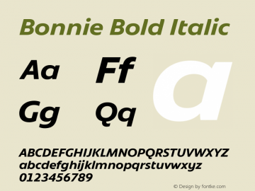 Bonnie Bold Italic Version 1.301图片样张