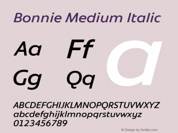 Bonnie Medium Italic Version 1.301图片样张
