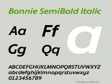 Bonnie SemiBold Italic Version 1.301图片样张