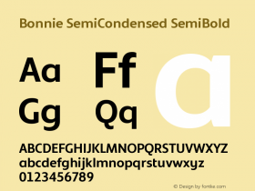 Bonnie SemiCondensed SemiBold Version 1.300图片样张