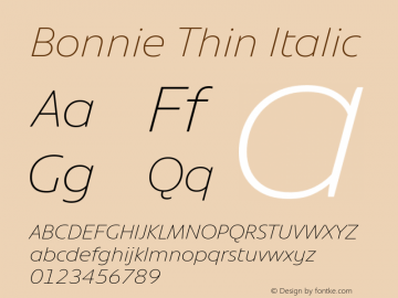 Bonnie Thin Italic Version 1.301图片样张