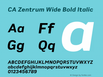 CA Zentrum Wide Bold Italic Version 1.012图片样张