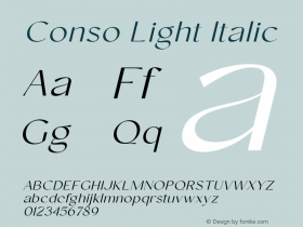 Conso-LightItalic Version 1.000;hotconv 1.0.109;makeotfexe 2.5.65596图片样张