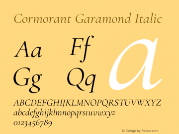 Cormorant Garamond Italic Version 4.001;Glyphs 3.1.2 (3150)图片样张