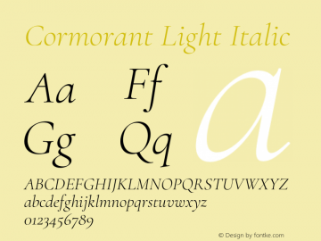 Cormorant Light Italic Version 4.001;Glyphs 3.1.2 (3150)图片样张