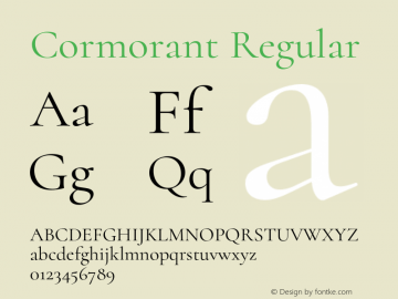 Cormorant Regular Version 4.000;Glyphs 3.1.2 (3150)图片样张