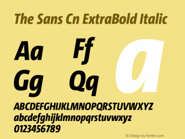 The Sans Cn ExtraBold Italic Version 4.025图片样张