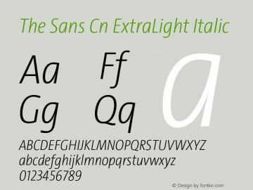 The Sans Cn ExtraLight Italic Version 4.025图片样张