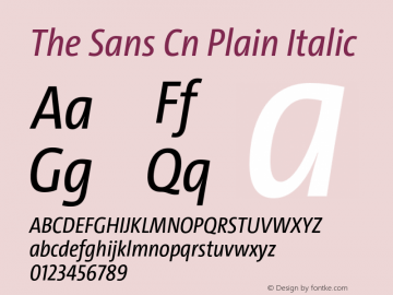 The Sans Cn Plain Italic Version 4.025图片样张