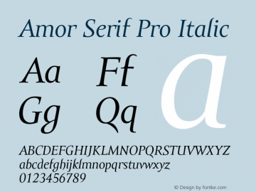 AmorSerifPro-Italic Version 1.000 2004 initial release图片样张