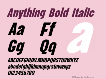 AnythingBoldItalic Version 1.002;Fontself Maker 3.5.7图片样张