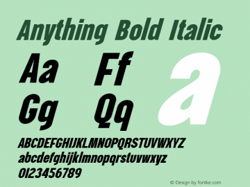 Anything Bold Italic Version 1.002;Fontself Maker 3.5.7图片样张