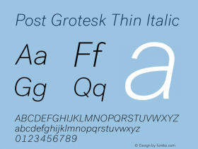 Post Grotesk Thin Italic Version 2.001图片样张