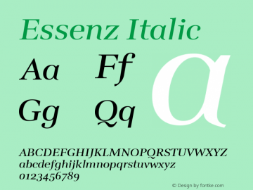 Essenz Italic Version 2.001图片样张