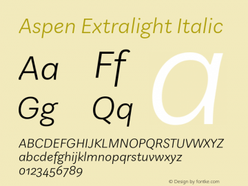 Aspen Extralight Italic Version 1.002图片样张