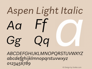 Aspen Light Italic Version 1.002图片样张
