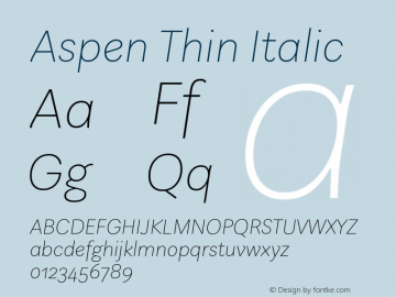 Aspen Thin Italic Version 1.002图片样张