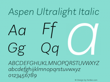 Aspen Ultralight Italic Version 1.002图片样张