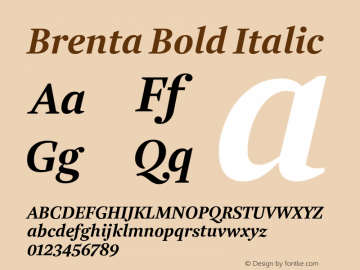 Brenta Bold Italic Version 1.002图片样张