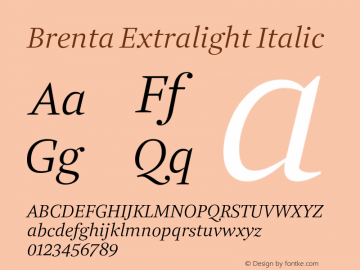 Brenta Extralight Italic Version 1.002图片样张