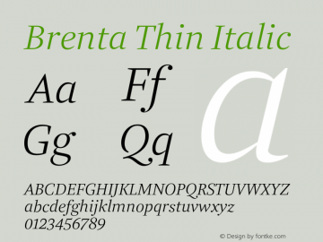 Brenta Thin Italic Version 1.002图片样张