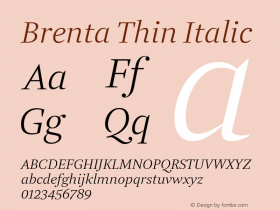 Brenta Thin Italic Version 1.002图片样张