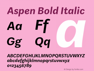 Aspen Bold Italic Version 1.002图片样张