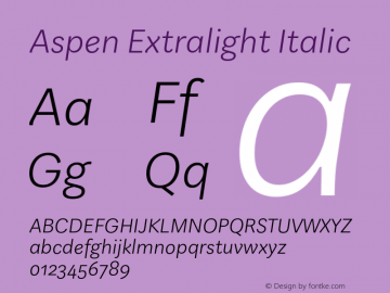 Aspen Extralight Italic Version 1.002图片样张