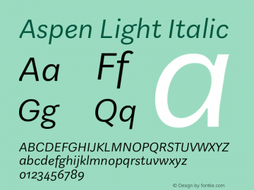 Aspen Light Italic Version 1.002图片样张