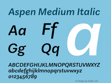 Aspen Medium Italic Version 1.002图片样张