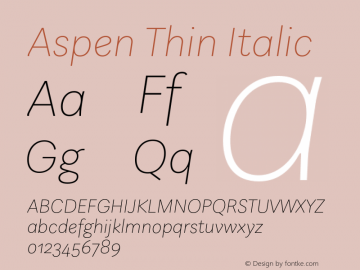 Aspen Thin Italic Version 1.002图片样张