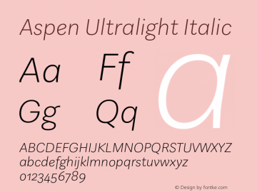 Aspen Ultralight Italic Version 1.002图片样张