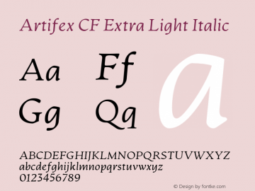 ArtifexCF-ExtraLightItalic Version 1.600图片样张