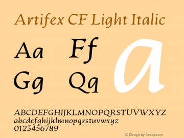 ArtifexCF-LightItalic Version 1.600图片样张