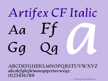 ArtifexCF-RegularItalic Version 1.600图片样张
