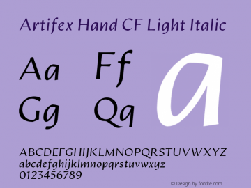 ArtifexHandCF-LightItalic Version 1.600图片样张