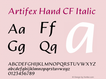 ArtifexHandCF-RegularItalic Version 1.600图片样张