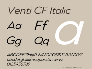 VentiCF-RegularItalic Version 4.000图片样张