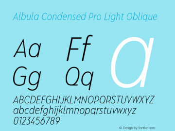 Albula Condensed Pro Light Oblique Version 1.000图片样张