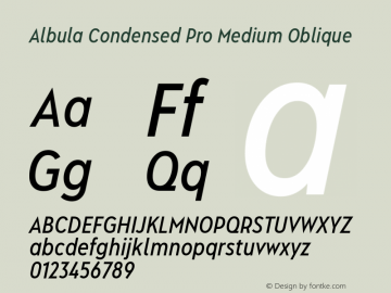Albula Condensed Pro Medium Oblique Version 1.000图片样张