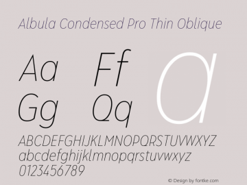 Albula Condensed Pro Thin Oblique Version 1.000图片样张