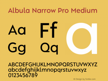 Albula Narrow Pro Medium Version 1.000;hotconv 1.0.109;makeotfexe 2.5.65596图片样张