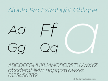 Albula Pro ExtraLight Oblique Version 1.000;FEAKit 1.0图片样张