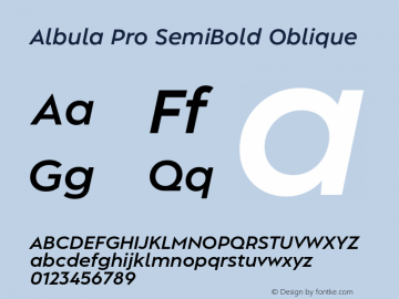 Albula Pro SemiBold Oblique Version 1.000;FEAKit 1.0图片样张