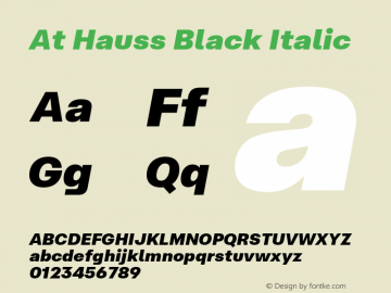 At Hauss Black Italic Version 1.200;Glyphs 3.1.1 (3148)图片样张