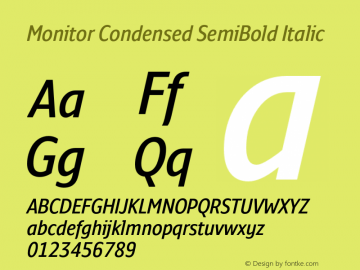 Monitor Condensed SemiBold Italic Version 3.001图片样张